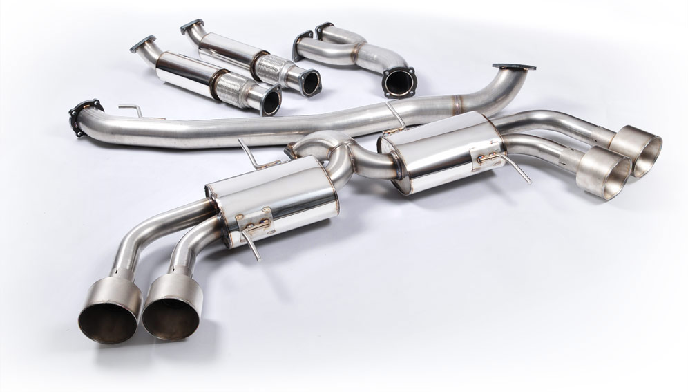 Milltek's 90mm Race System with quad ultra-lightweight Titanium tailpipes 90mm Race System with quad ultra-lightweight Titanium tailpipes