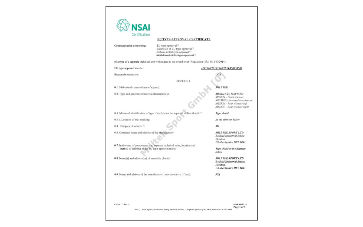 Milltek ECE Document Request