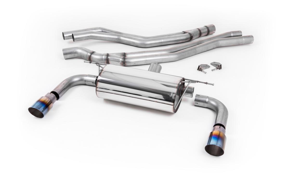 Resonated (Quieter) Cat-Back Exhaust System with Burnt Titanium GT-90 Trims