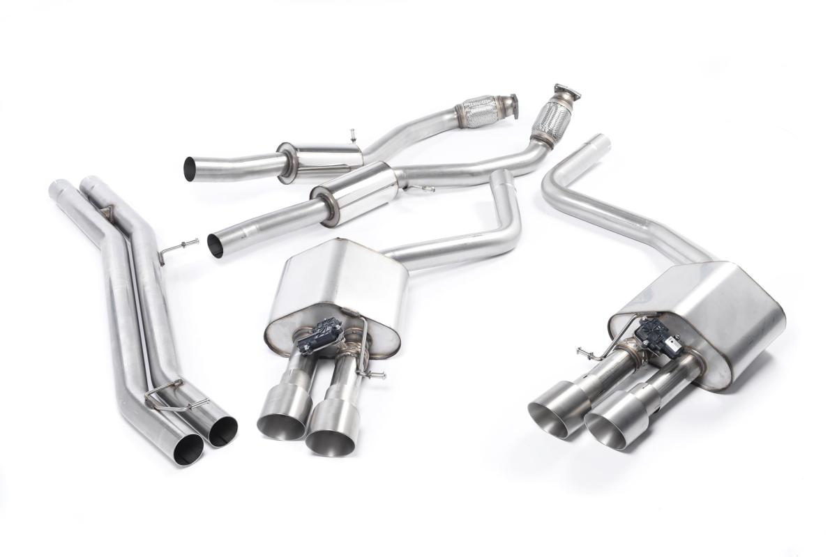 Audi S8 D4 Quattro - Resonated (Quieter) Cat-Back Exhaust System with Titanium Trims