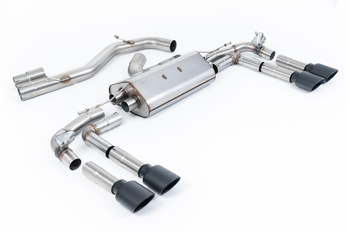 Audi S3 8Y - Part-Resonated Cat-Back Exhaust System with Cerakote Black Oval Trims