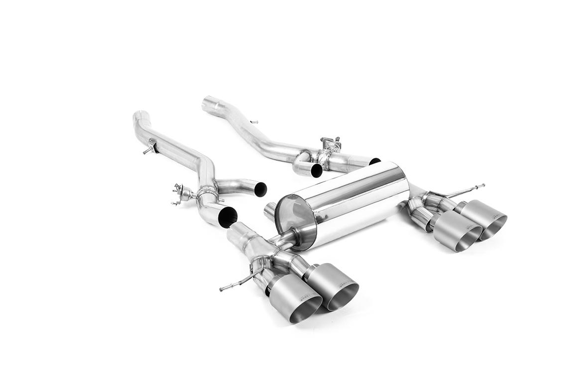 BMW G8X M3/M4 - Axle Back Exhaust System with GT-115 Brushed Titanium Trims BMW G8X M3/M4 - Axle Back Exhaust System with GT-115 Brushed Titanium Trims