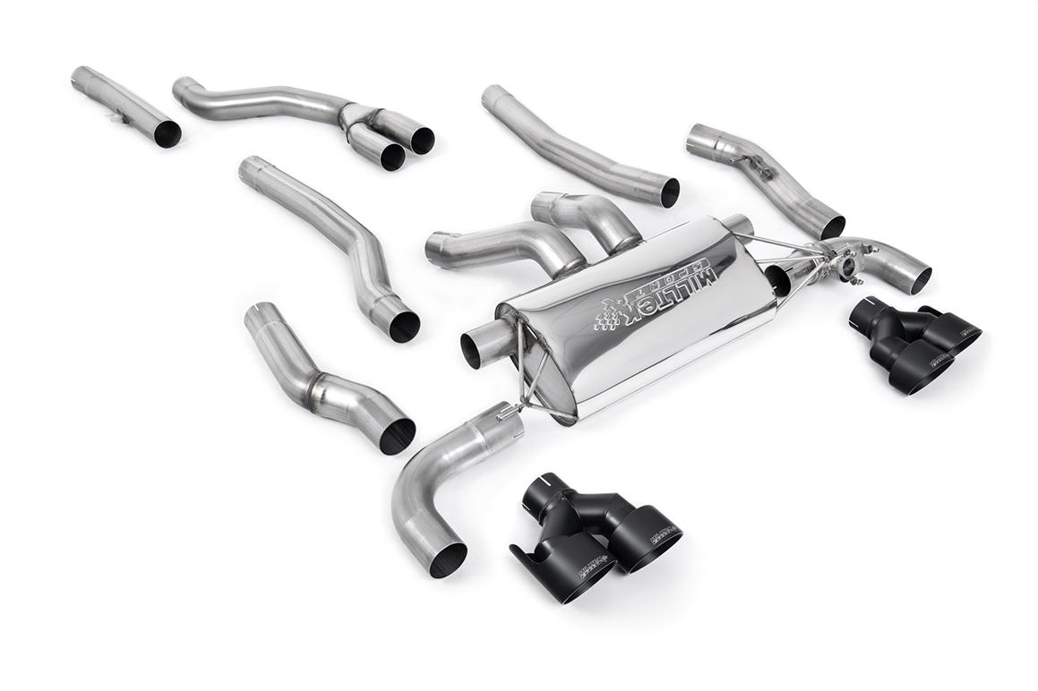 Cat Back Exhaust System with Quad GT-100 Cerakote Black Trims Cat Back Exhaust System with Quad GT-100 Cerakote Black Trims