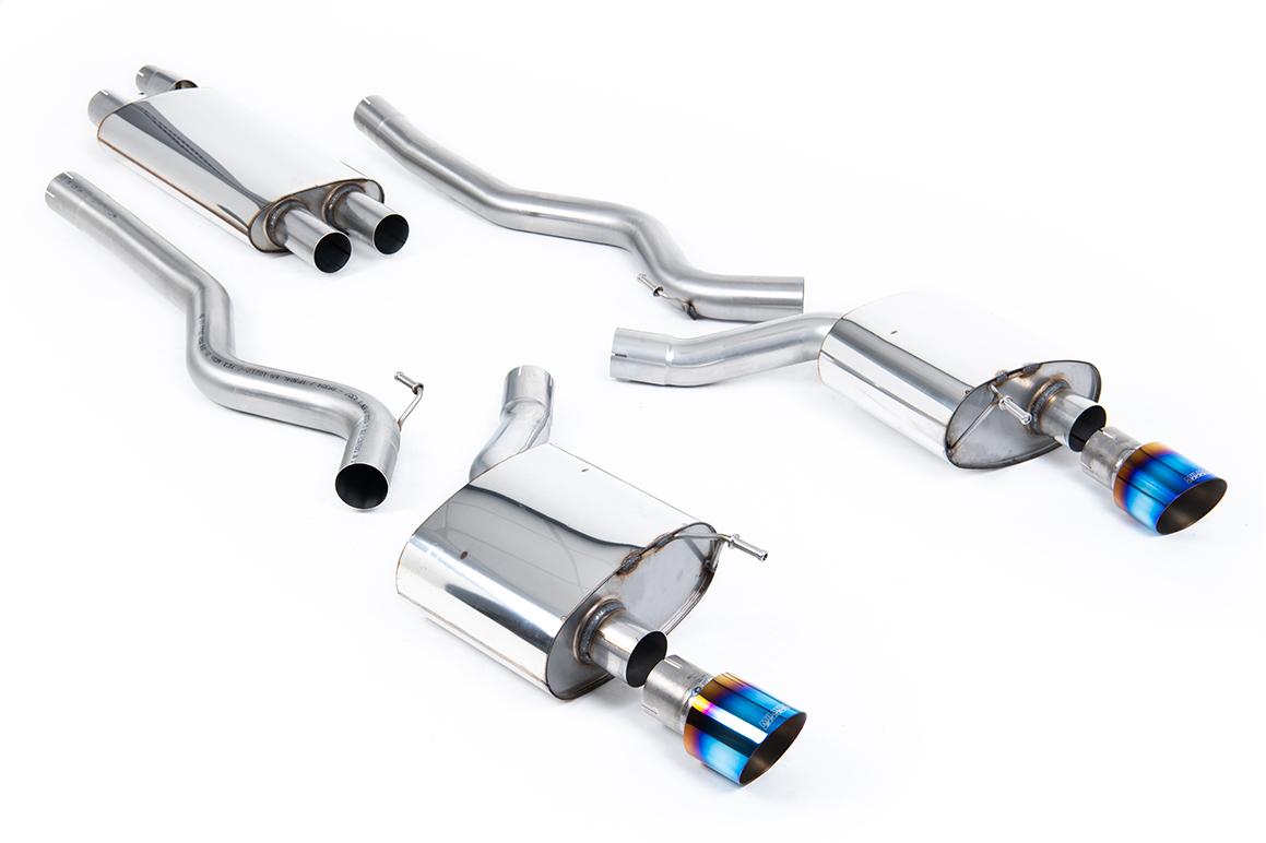 Ford Mustang 2.3 (S550 Fastback) - Resonated (Quieter) Cat-Back Exhaust System with GT-100 Burnt Titanium Trims Ford Mustang 2.3 (S550 Fastback) - Resonated (Quieter) Cat-Back Exhaust System with GT-100 Burnt Titanium Trims