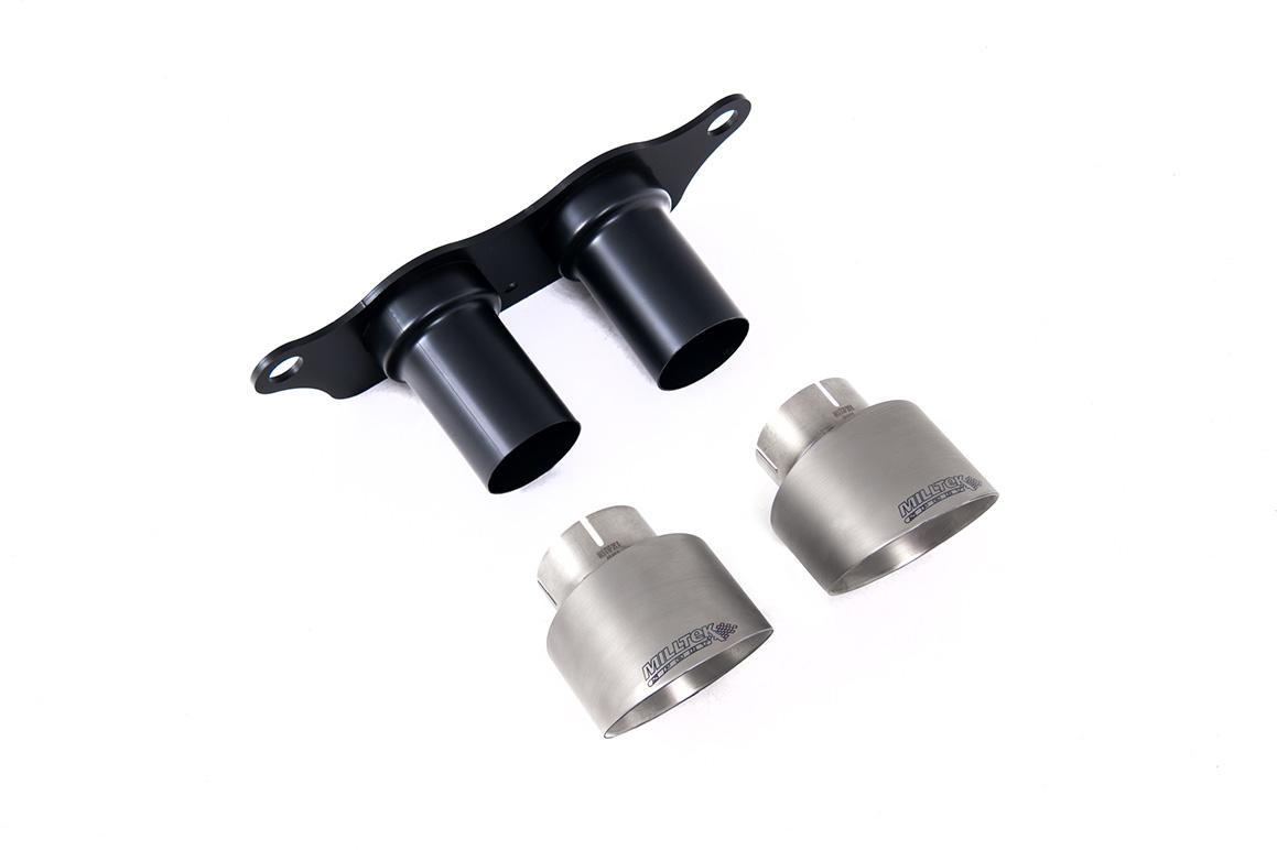 Porsche 991.2 GT3 & GT3 RS - GT-100 Brushed Titanium Trims & Mounting Plate - Fits to OE Silencer Porsche 991.2 GT3 & GT3 RS - GT-100 Brushed Titanium Trims & Mounting Plate - Fits to OE Silencer