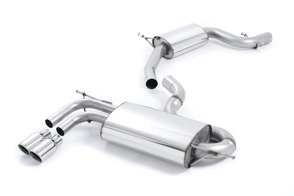 Audi A3/Seat Cupra + Leon/VW Golf MK5 GTI 2.0T - Resonated (Quieter) Cat-Back Exhaust System with Twin Polished Trims Audi A3/Seat Cupra + Leon/VW Golf MK5 GTI 2.0T - Resonated (Quieter) Cat-Back Exhaust System with Twin Polished Trims