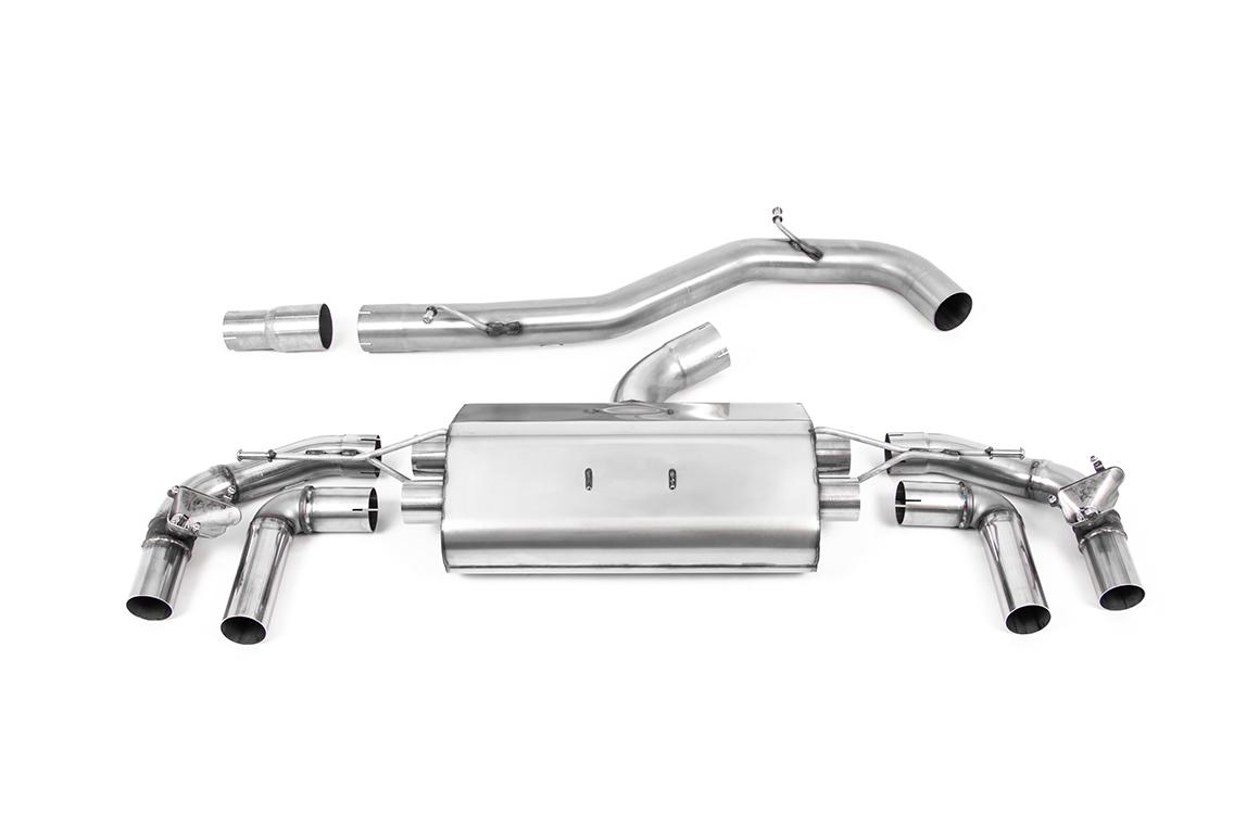 VW Golf R MK8/MK8.5 - 80MM Non-Resonated (Louder) OPF Back Exhaust System with Polished GT-115 Trims VW Golf R MK8/MK8.5 - 80MM Non-Resonated (Louder) OPF Back Exhaust System with Polished GT-115 Trims