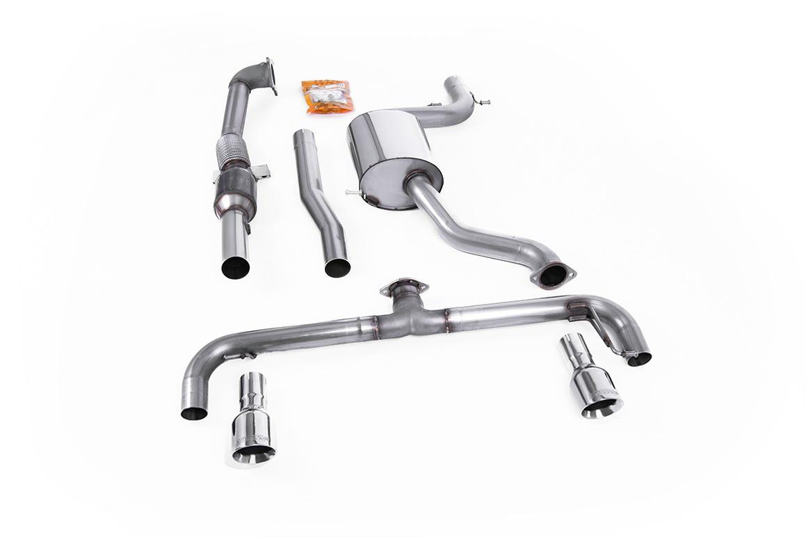 VW Golf GTI MK6/Scirocco R - Non-Resonated (Louder) Turbo-Back Exhaust System with Hi-Flow Sports Catalyst with Dual GT100 Trims VW Golf GTI MK6/Scirocco R - Non-Resonated (Louder) Turbo-Back Exhaust System with Hi-Flow Sports Catalyst with Dual GT100 Trims